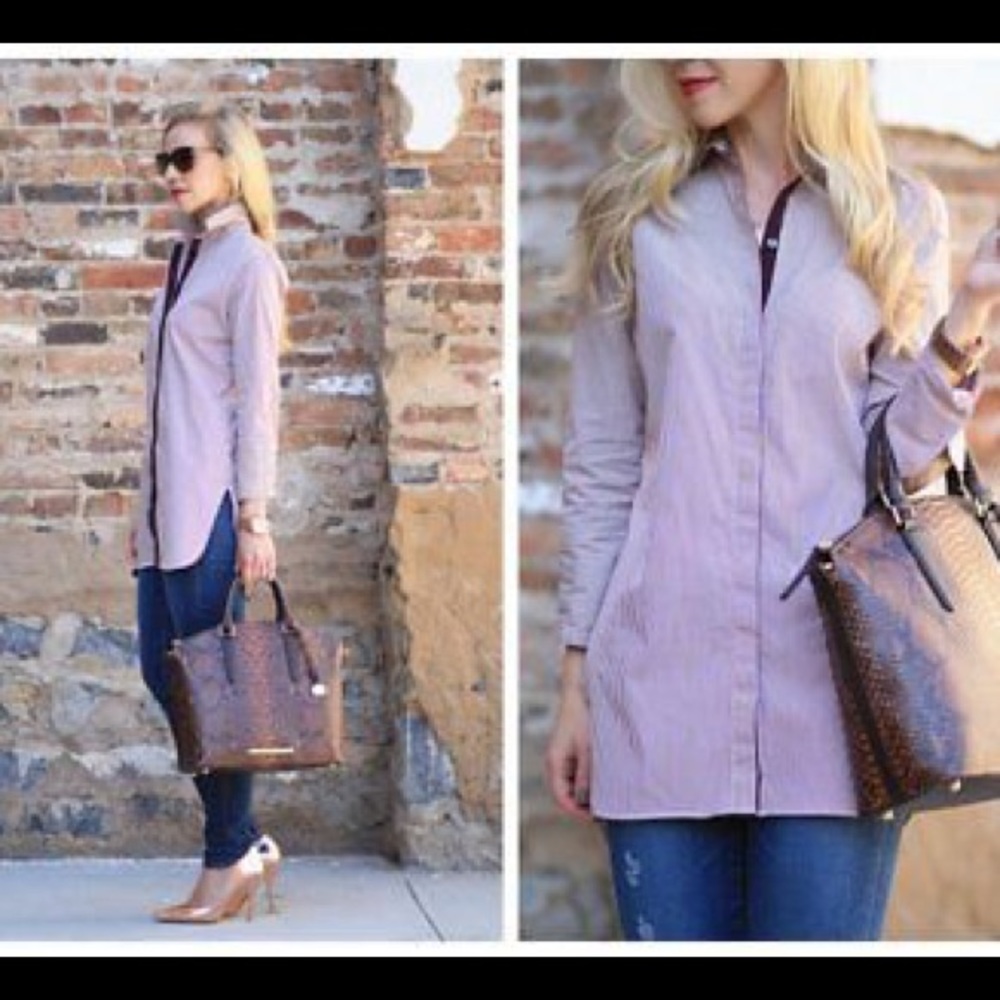 J Crew Endless Shirt In Burgundy Striped Tunic